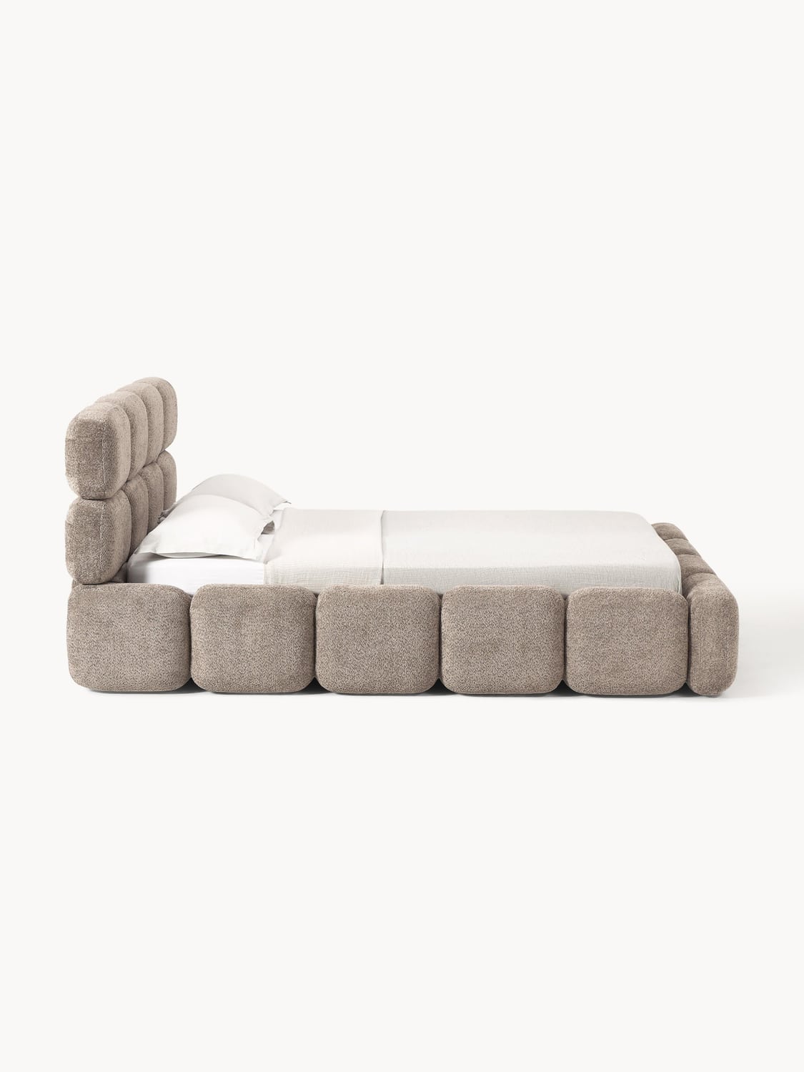 Valbrona Upholstered Teddy Bouclé Bed with Storage Space