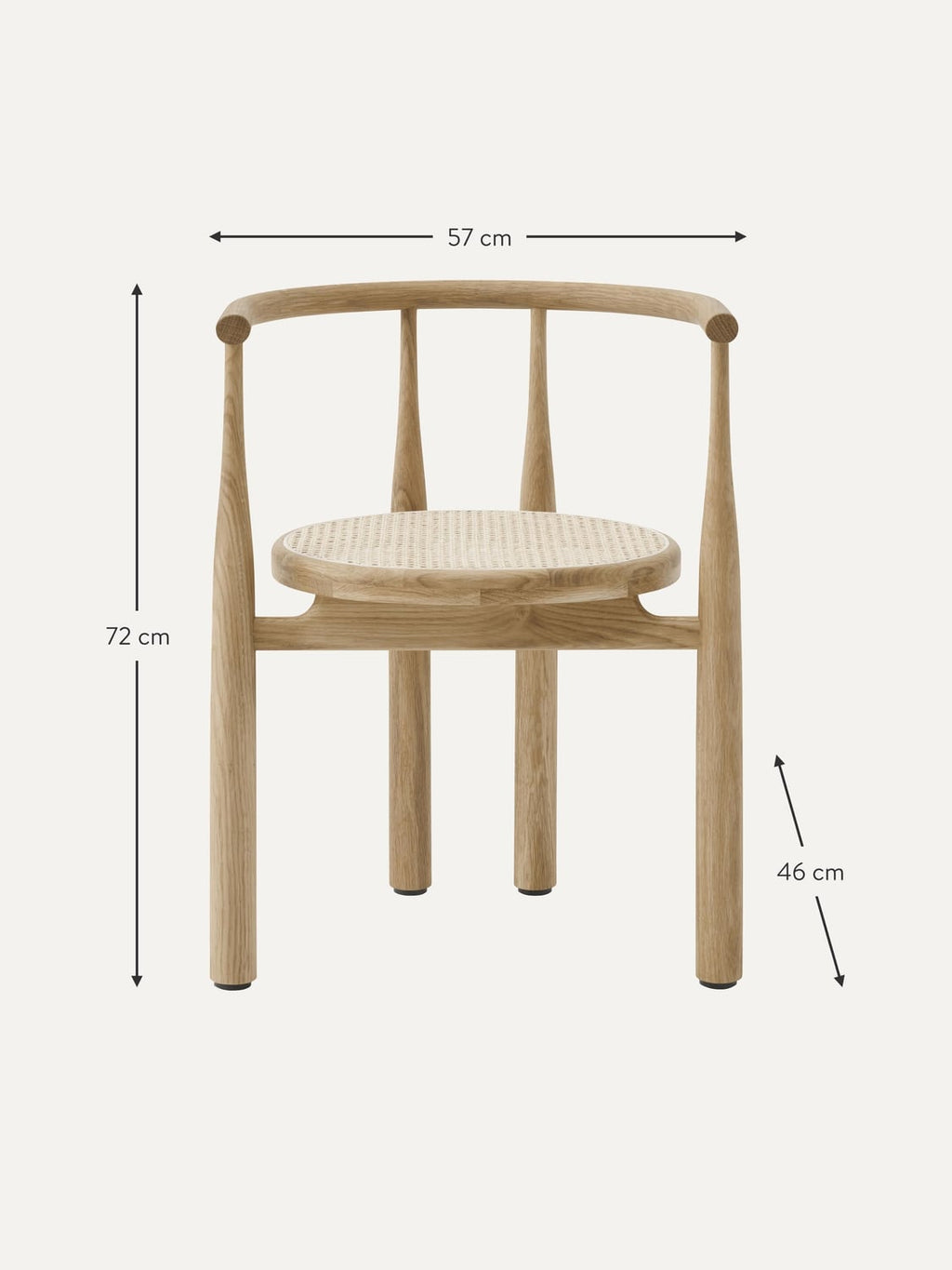 Lezzeno Oak Wood Dining Chair with Armrests