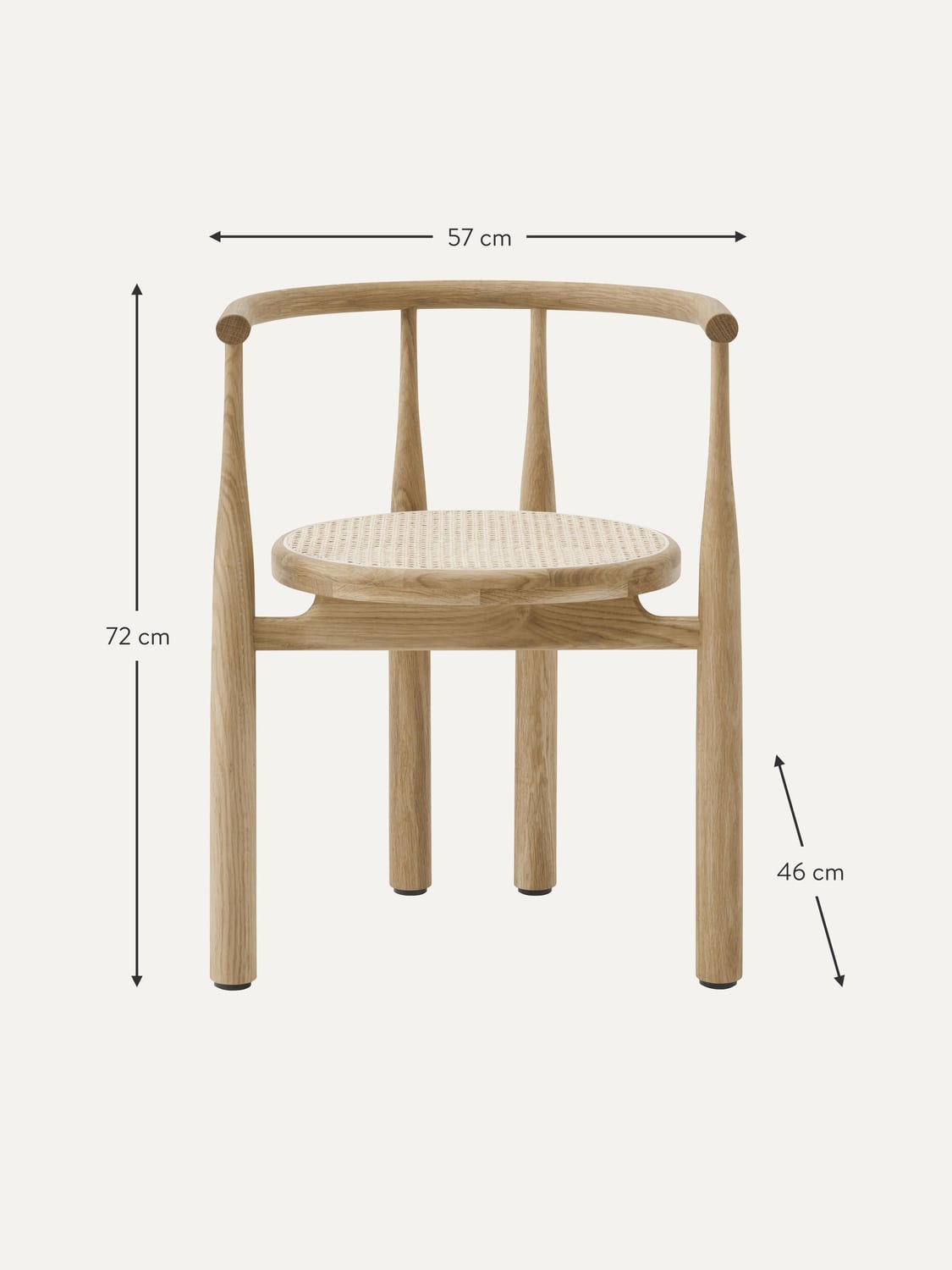 Lezzeno Oak Wood Dining Chair with Armrests