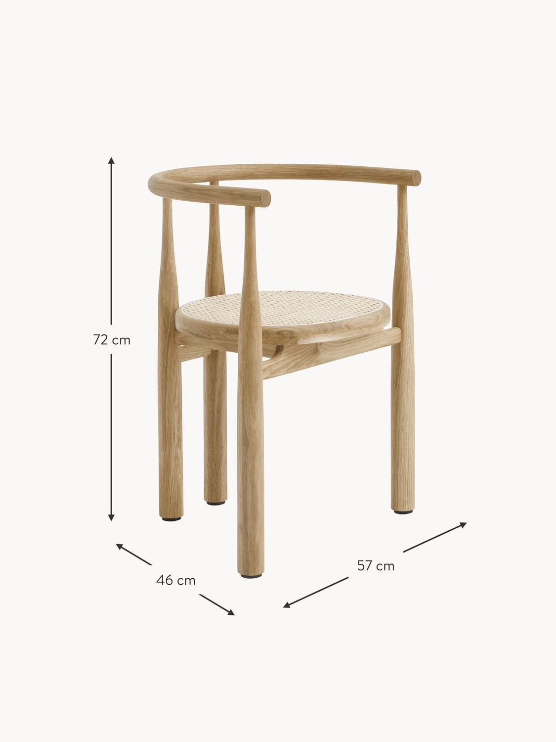 Lezzeno Oak Wood Dining Chair with Armrests