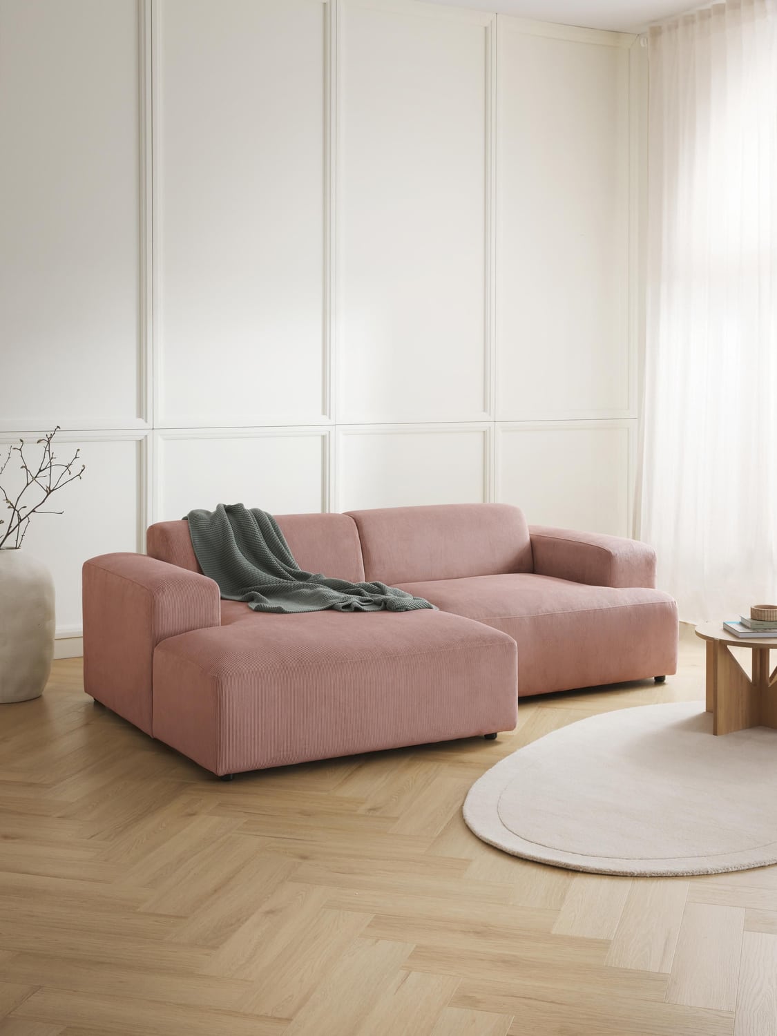 Gravedona Corduroy Corner Sofa (3-seater)