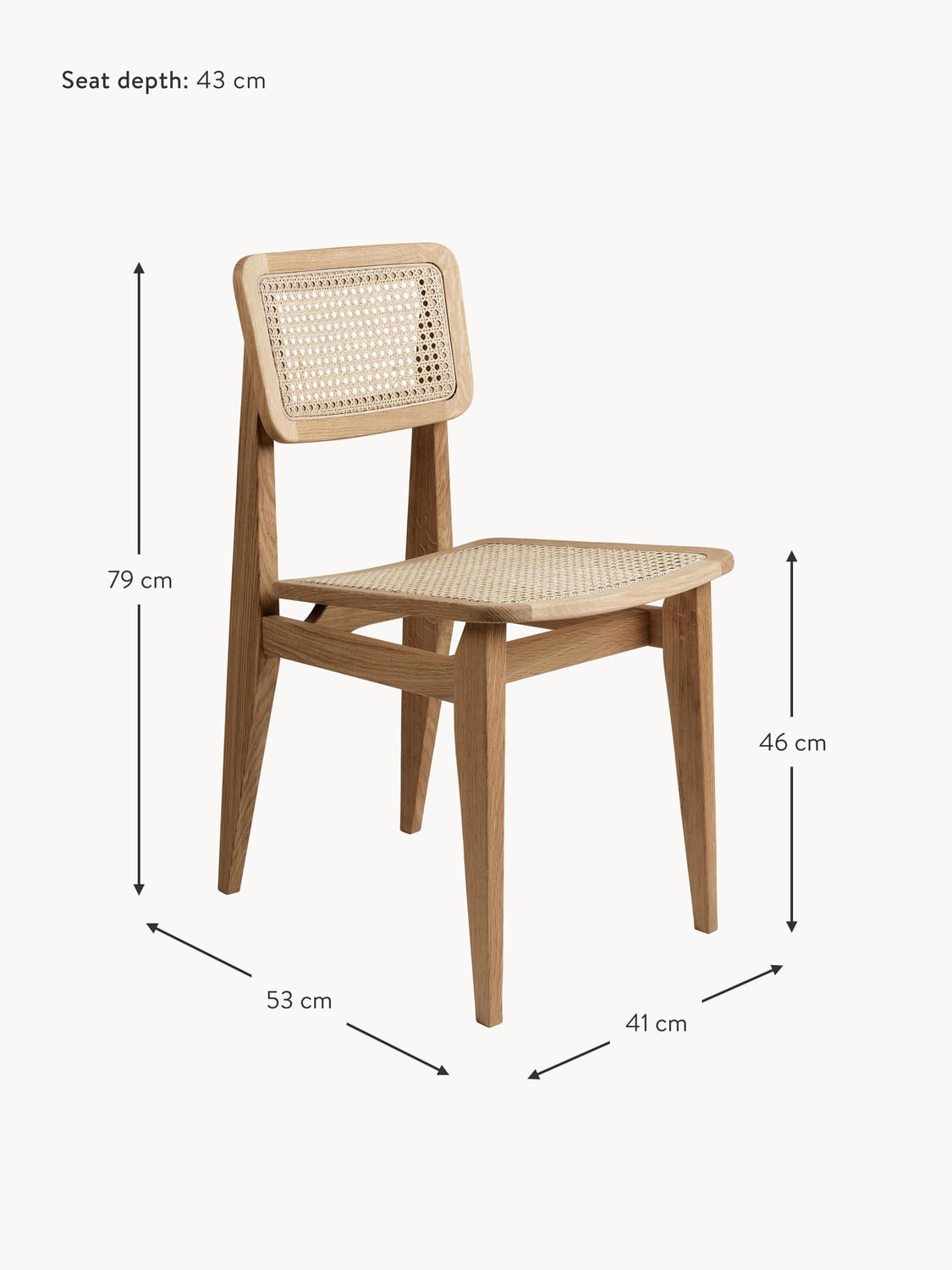 Vertemate C-Chair Oak Wood Dining Chair with Viennese Wickerwork