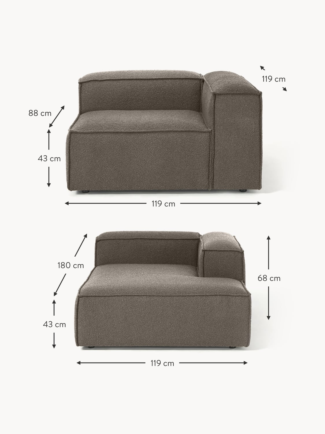 Tavordo Bouclé Modular Corner Sofa (3-seater)