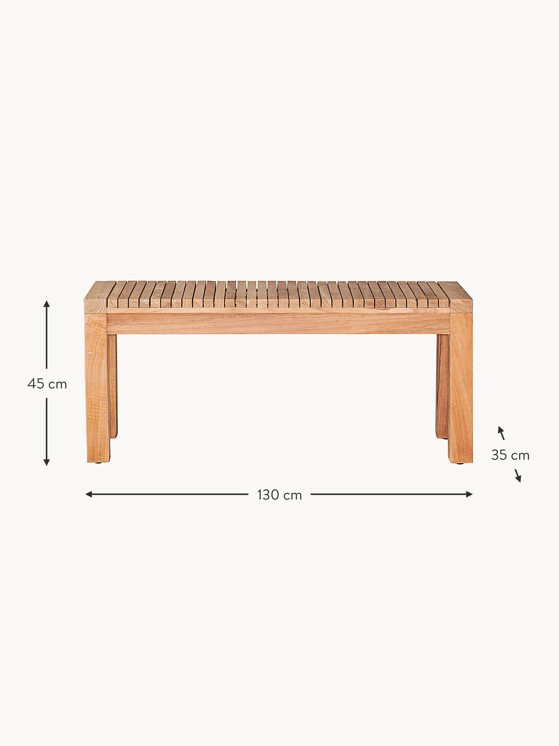 Idroso Teak Wood Garden Bench, W 130 cm