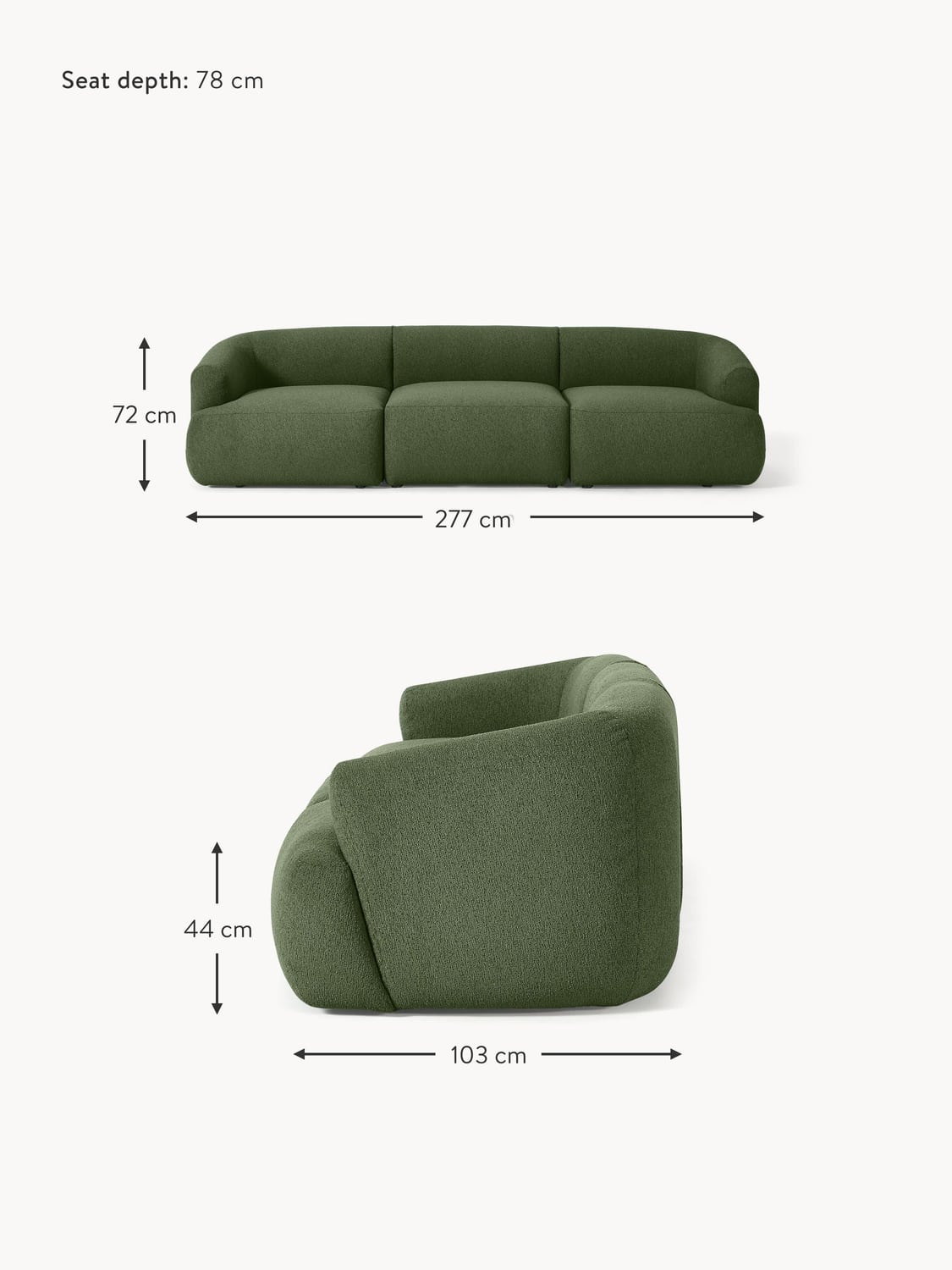 Lavena Modular Bouclé Sofa (4-seater)