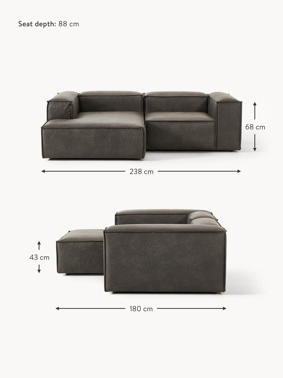 Tavordo Modular Leather Corner Sofa (2-seater)