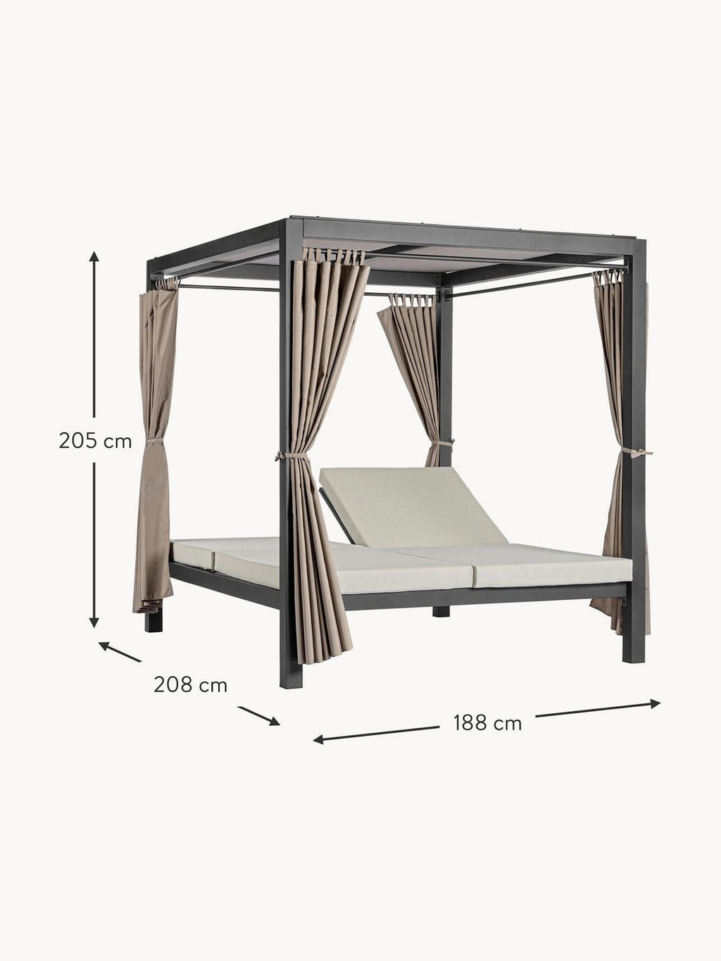 Figino Double Garden Daybed with Sunshade