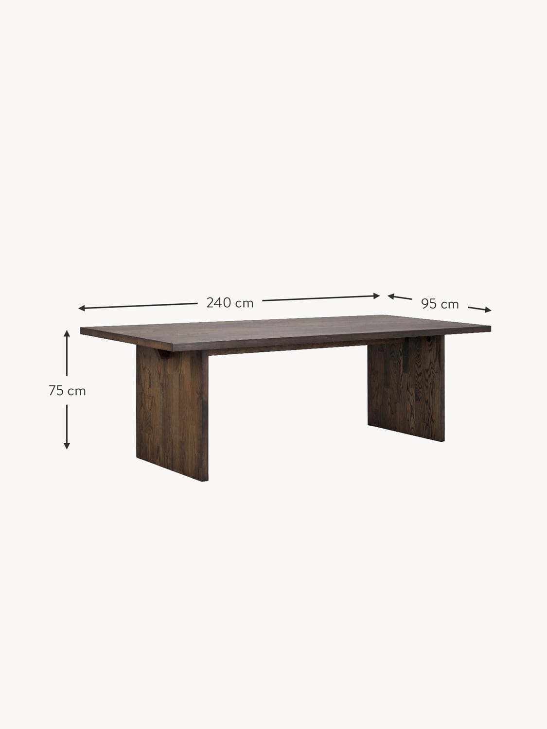 Quarona Oak Wood Dining Table, 240 x 95 cm