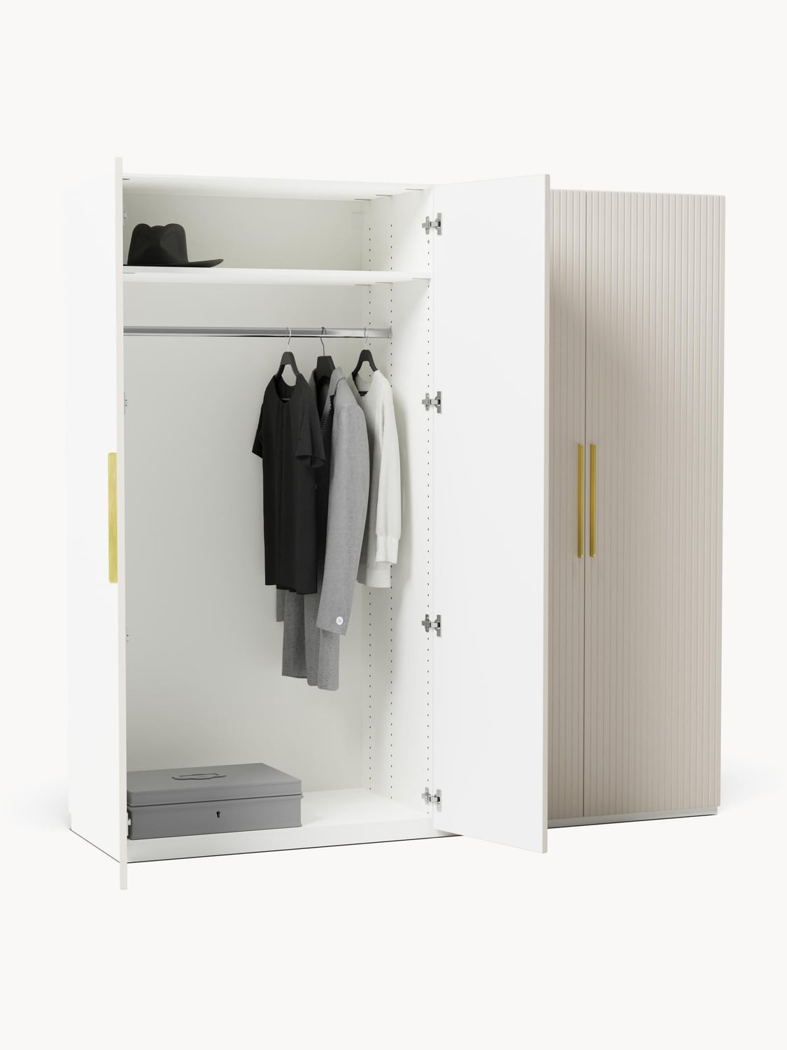 Montorfano Modular Revolving Door Wardrobe, 200 cm Wide — available in several sizes