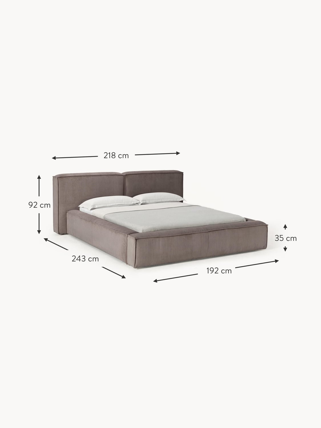 Tavordo Upholstered Corduroy Bed with Storage Space