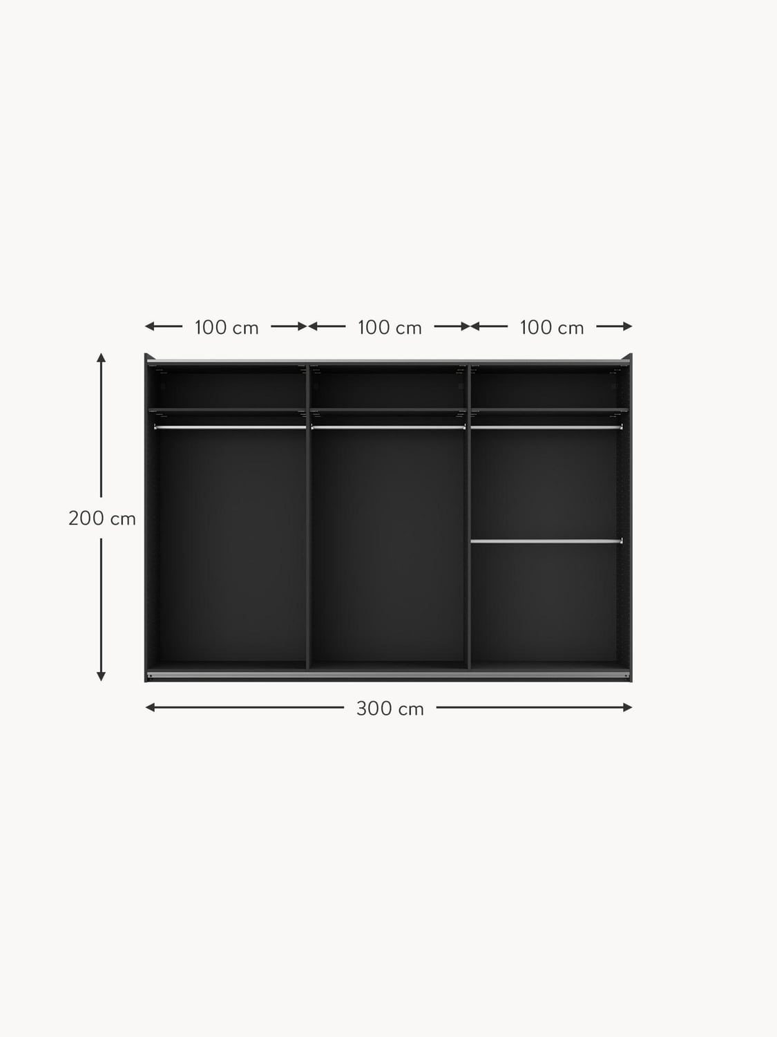 Montorfano Modular Sliding Door Wardrobe, 300 cm Wide — available in several sizes