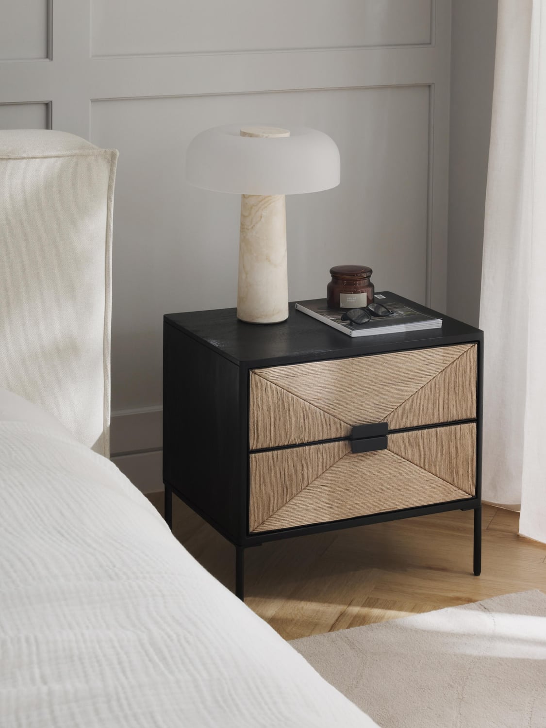 Moltrasio Mango Wood Bedside Table with Drawers