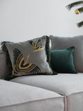 Brienno Embroidered Velvet Cushion Cover with Fringes