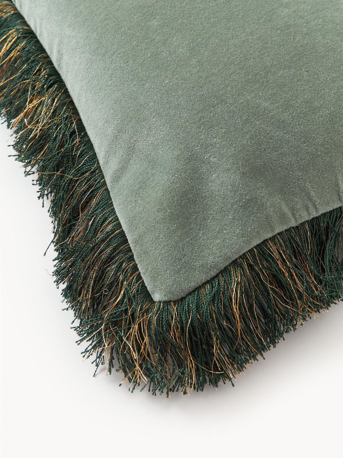 Brienno Embroidered Velvet Cushion Cover with Fringes