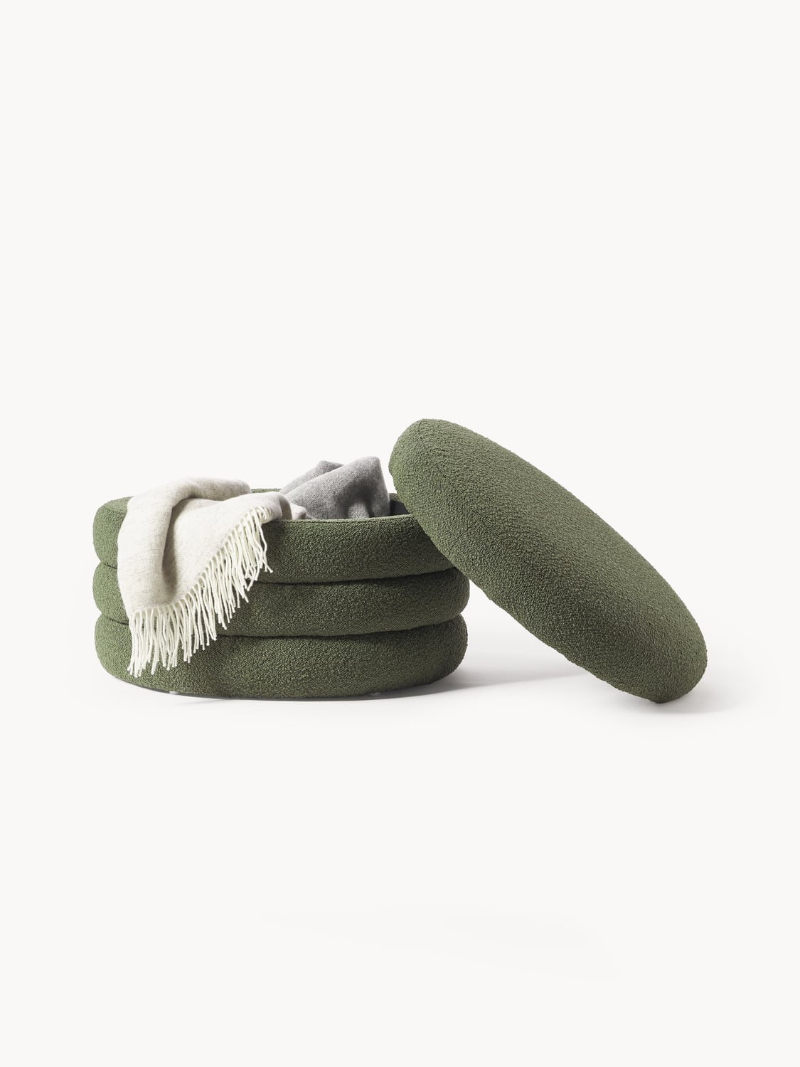 Alserio XL Bouclé Upholstered Stool with Storage Space