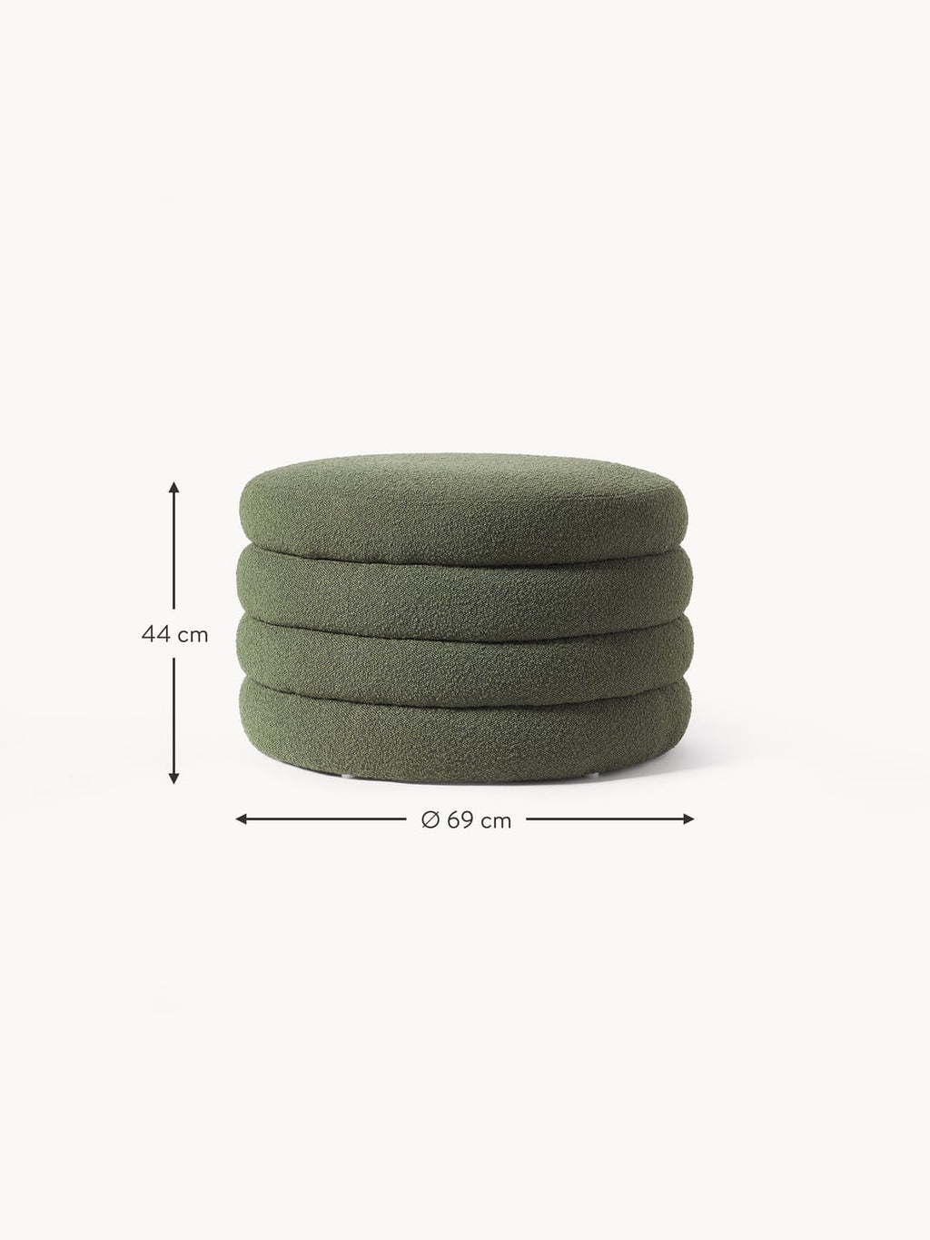 Alserio XL Bouclé Upholstered Stool with Storage Space