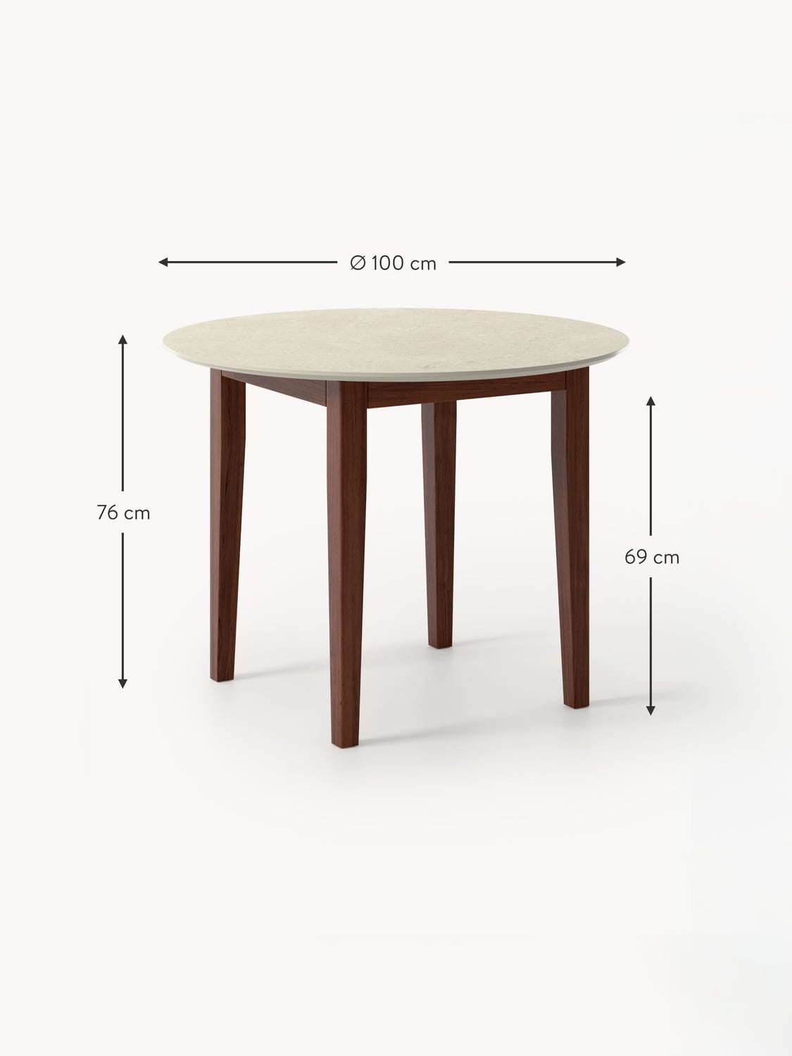 Veleso Round Travertine Effect Dining Table — available in several sizes