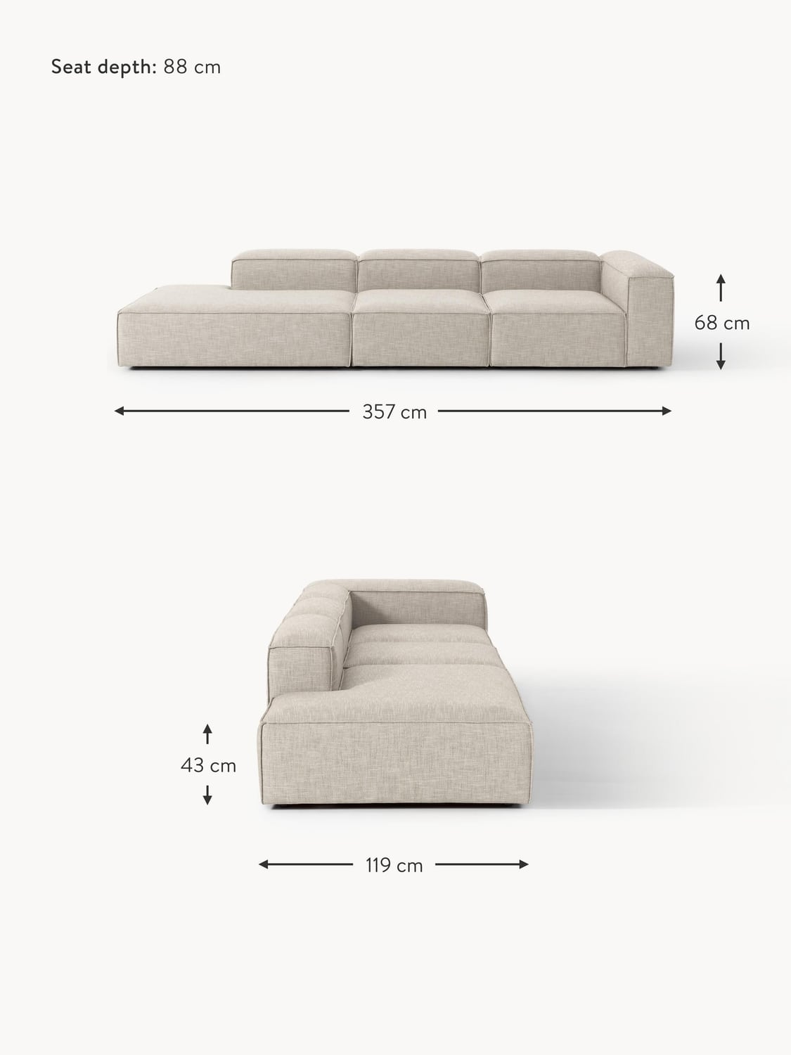 Tavordo XL Linen Blend Modular Ottoman