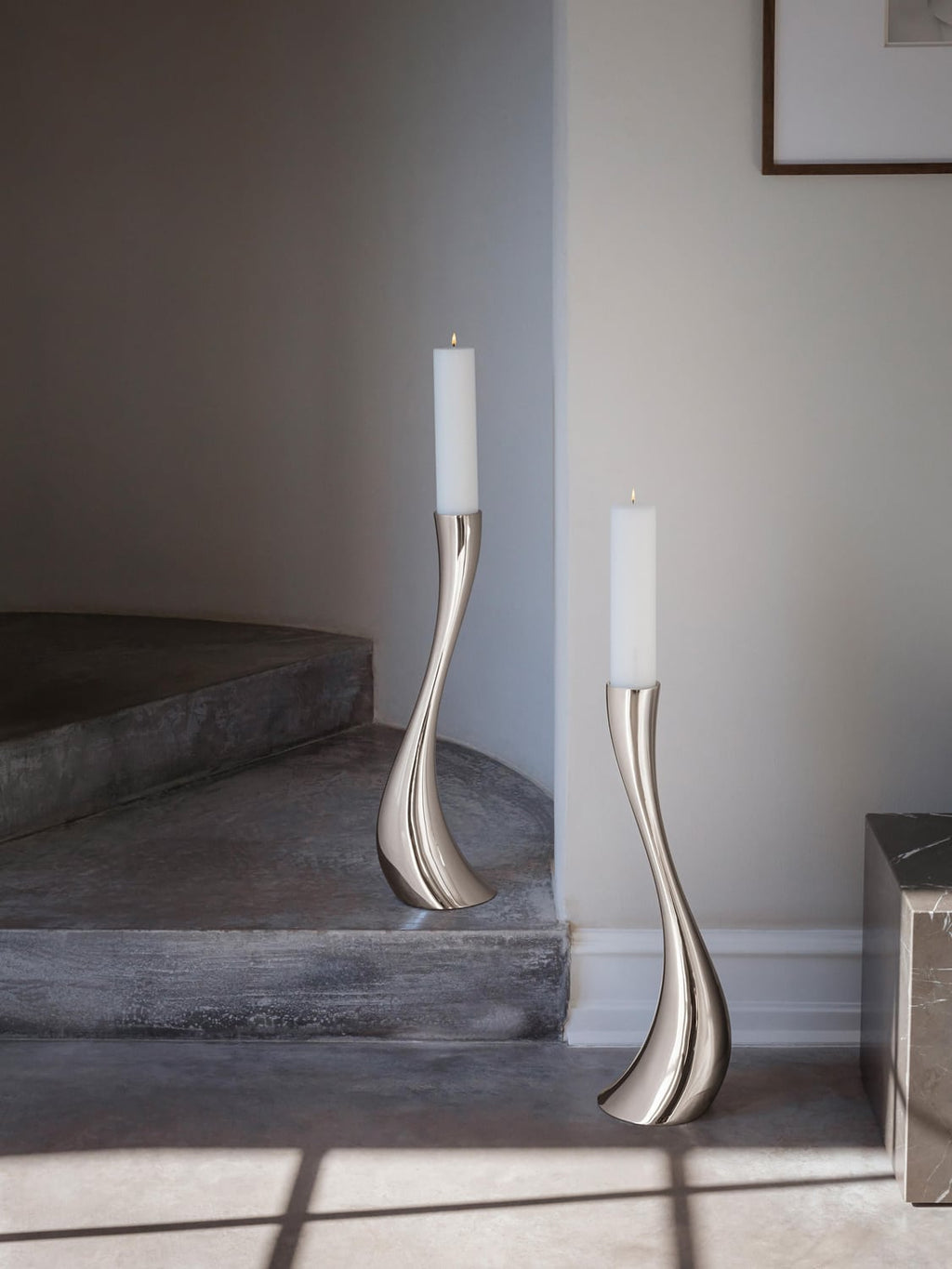 Senna Stainless Steel Candle Holder in An Organic Shape, H 60 cm