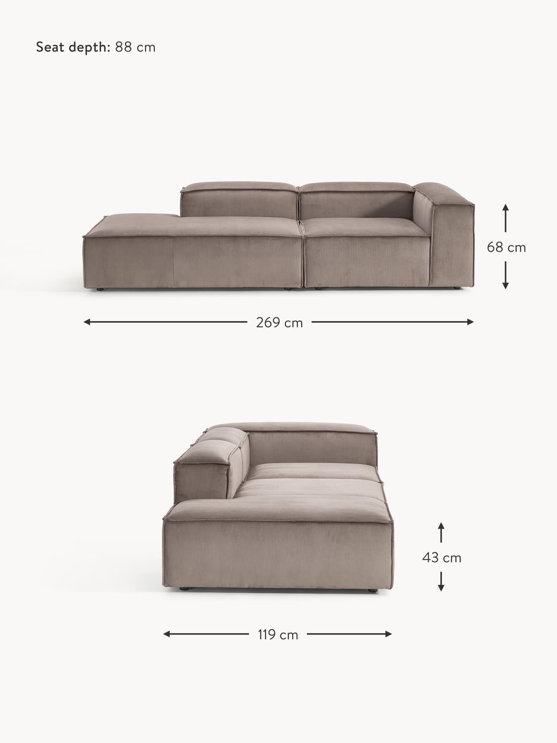 Tavordo Corduroy Modular Ottoman