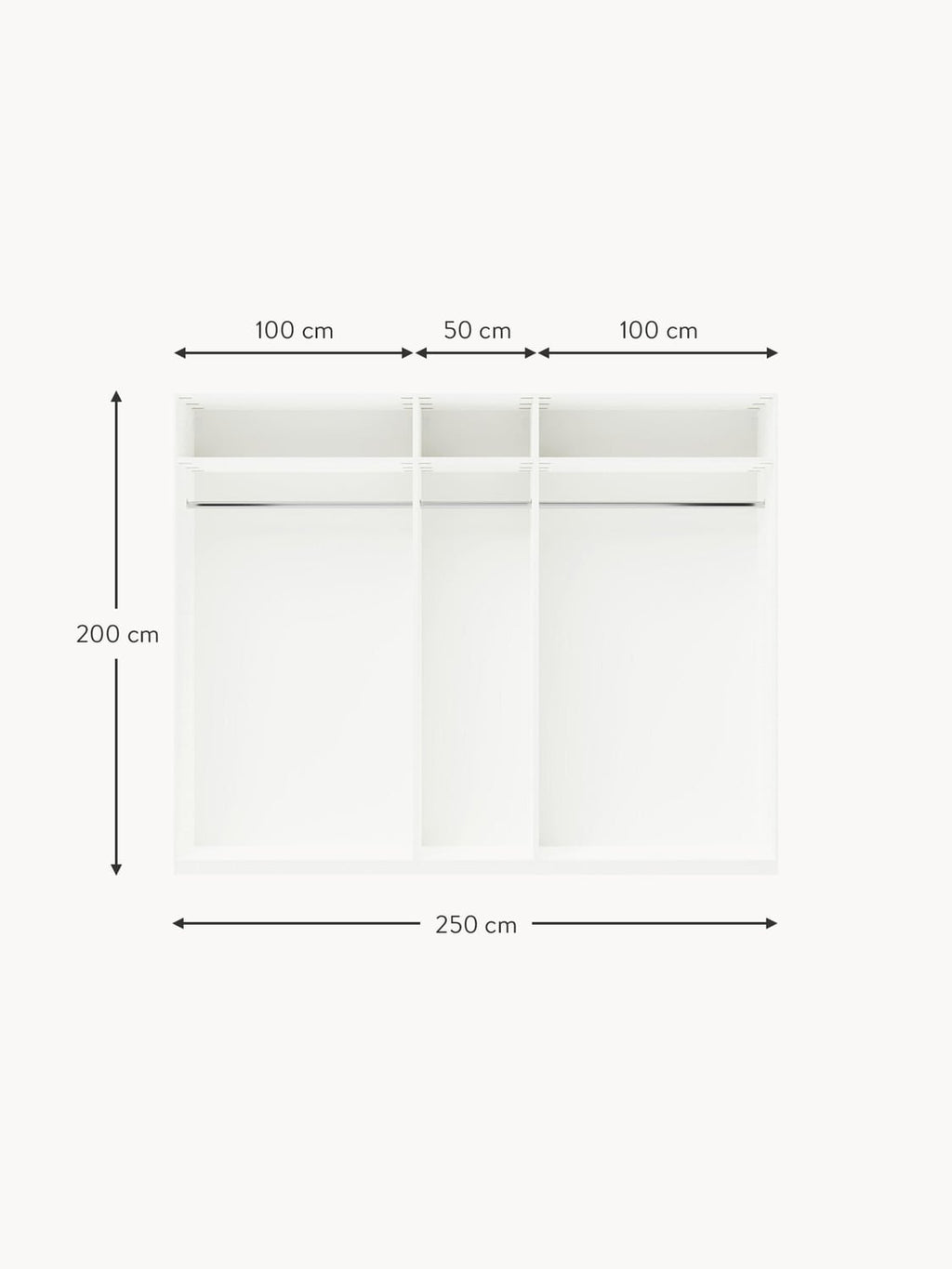 Montorfano Modular Revolving Door Wardrobe, 250 cm Wide — available in several sizes