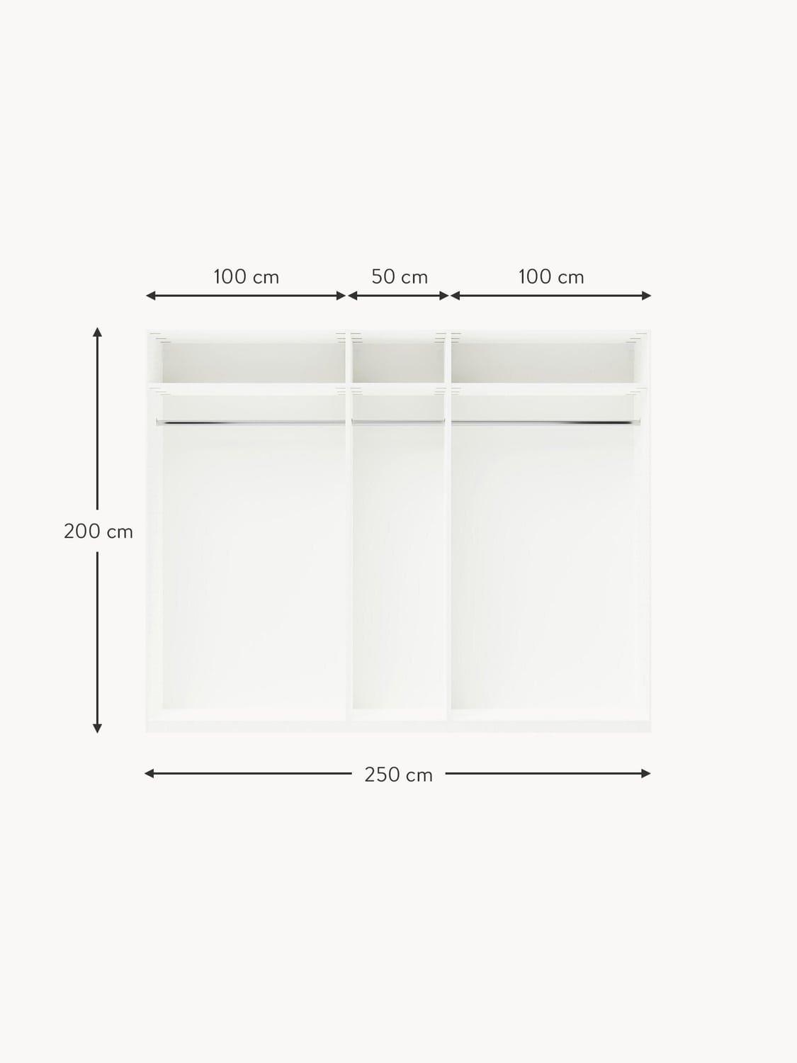 Montorfano Modular Revolving Door Wardrobe, 250 cm Wide — available in several sizes