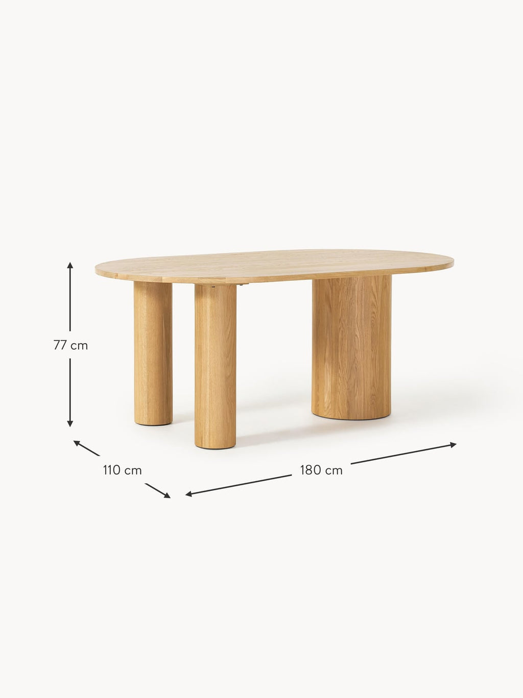Esino Oval Oak Wood Dining Table — available in several sizes