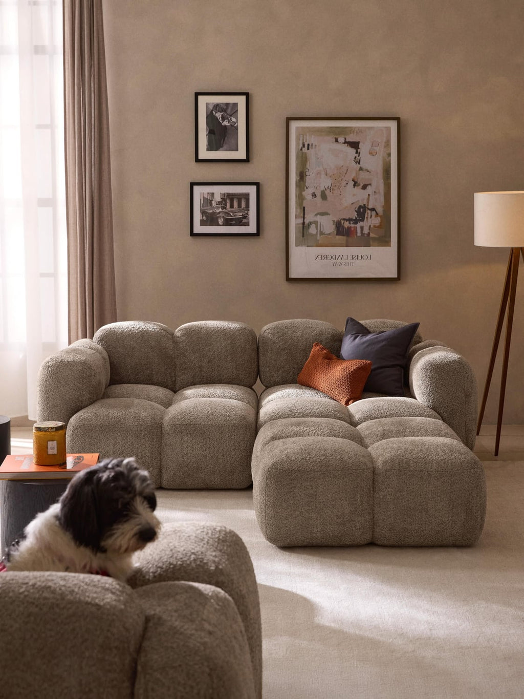Valbrona Modular Teddy-Bouclé Sofa (3-seater) with Ottoman (left/right)