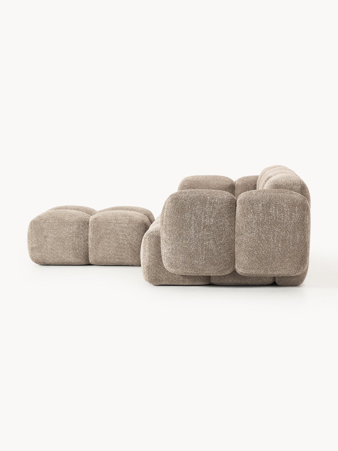 Valbrona Modular Teddy-Bouclé Sofa (3-seater) with Ottoman (left/right)