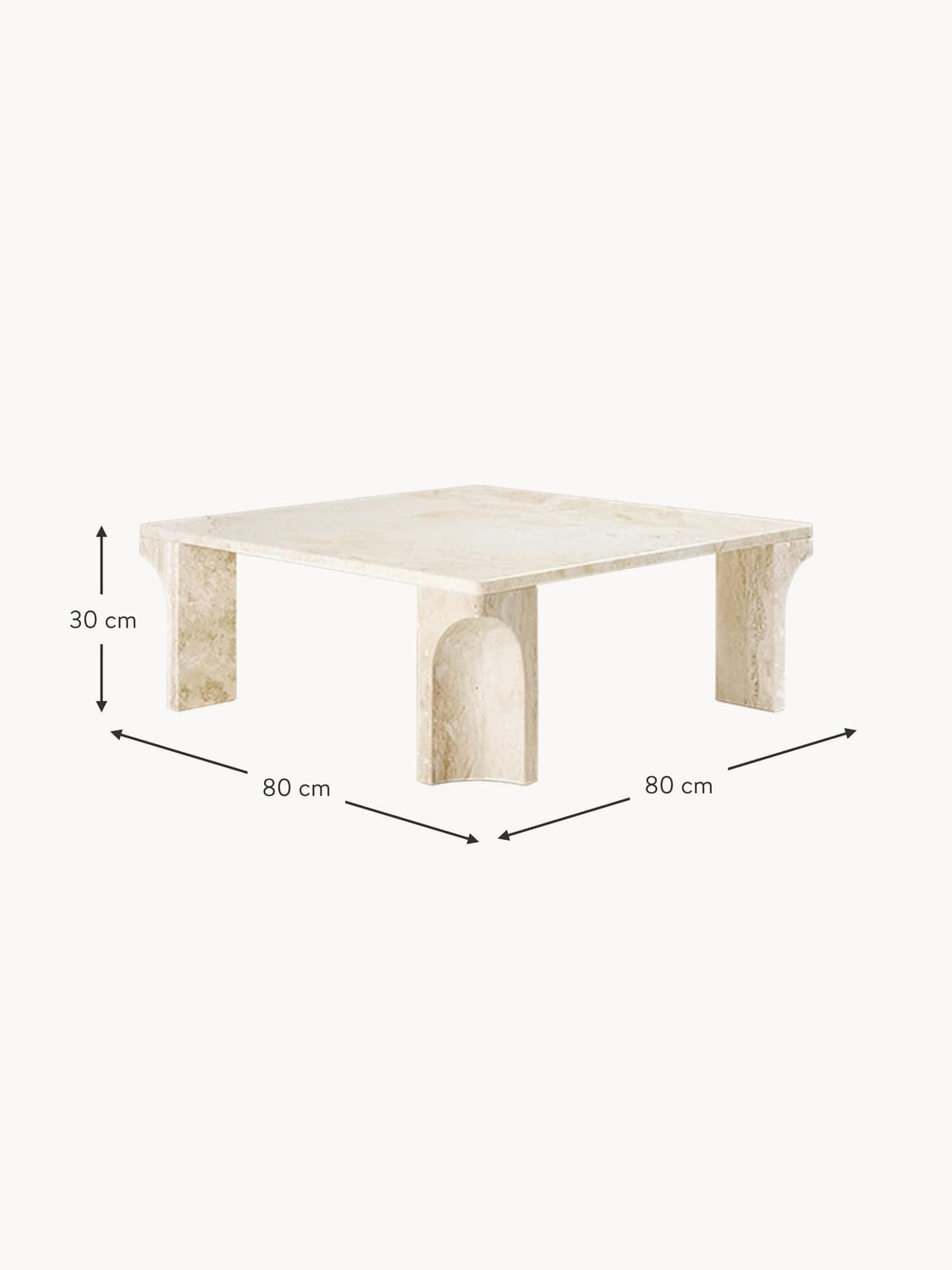 Griante Travertine Coffee Table, W 80 cm