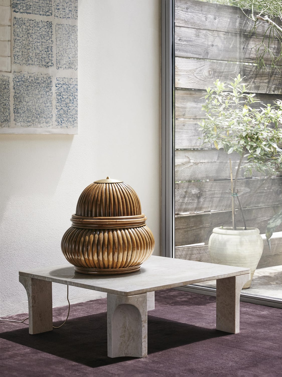 Griante Travertine Coffee Table, W 80 cm