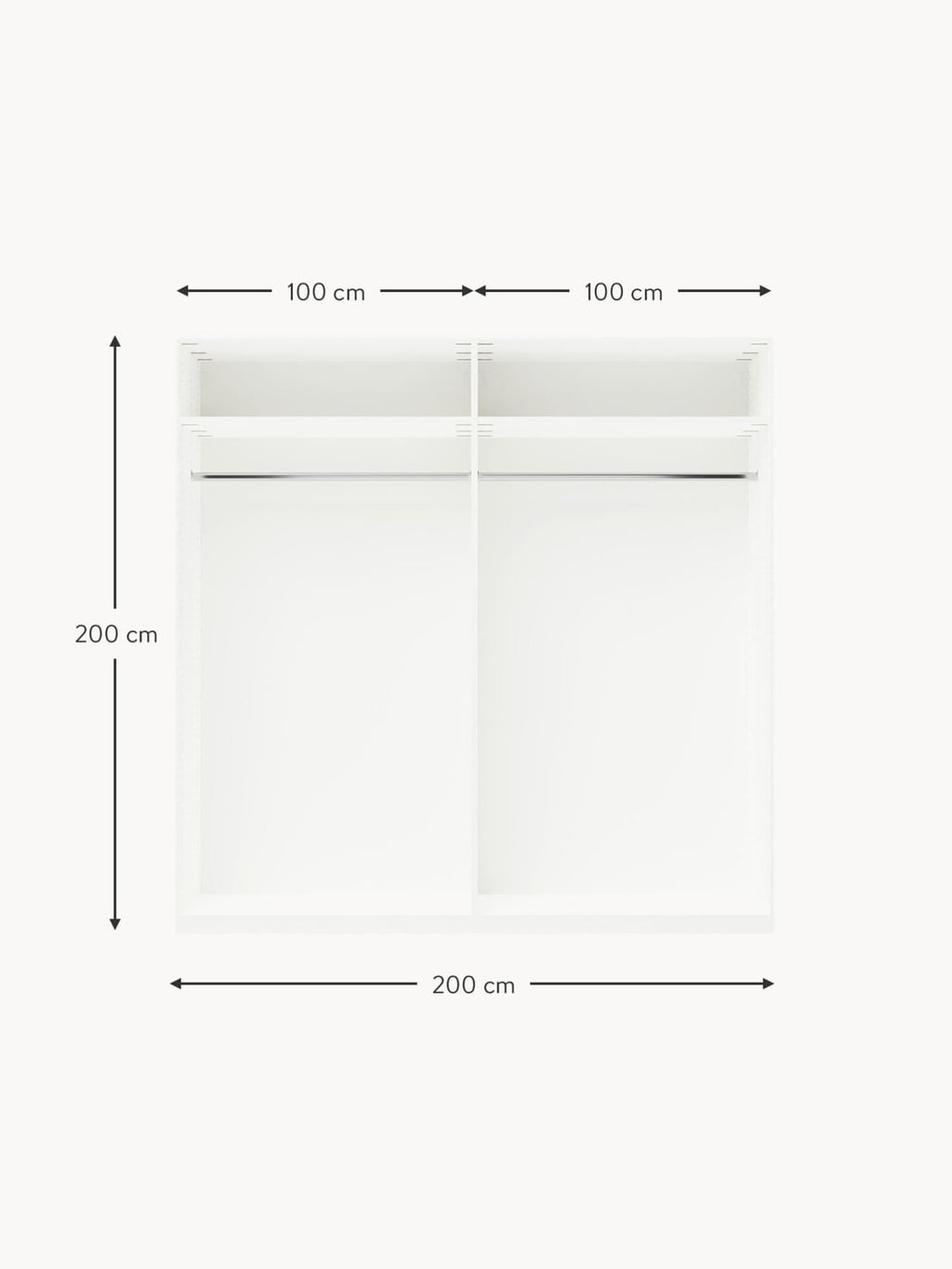Novedrate Modular Hinged Door Wardrobe, 200 cm Wide — available in several sizes