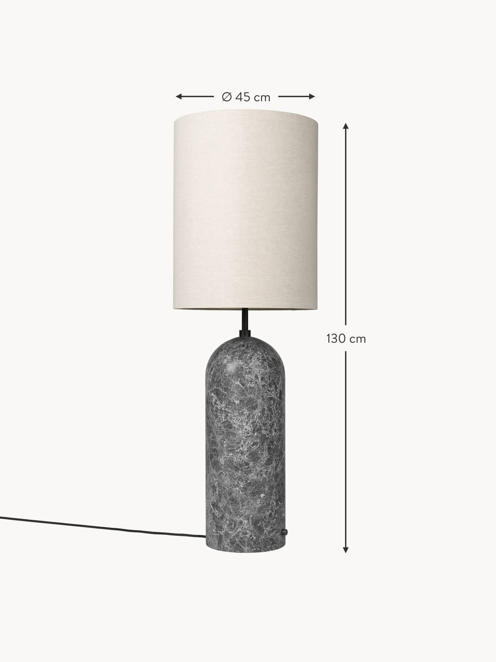 Tavernerio Dimmable Floor Lamp with Marble Base, H 130 cm