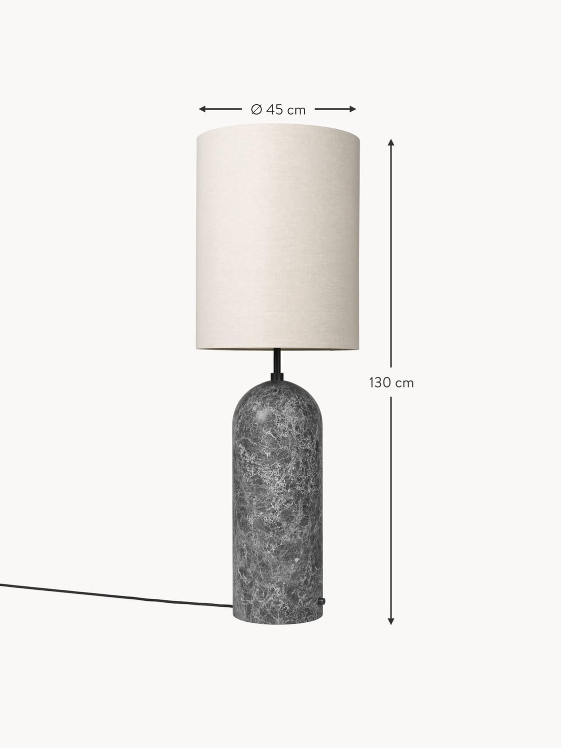 Tavernerio Dimmable Floor Lamp with Marble Base, H 130 cm