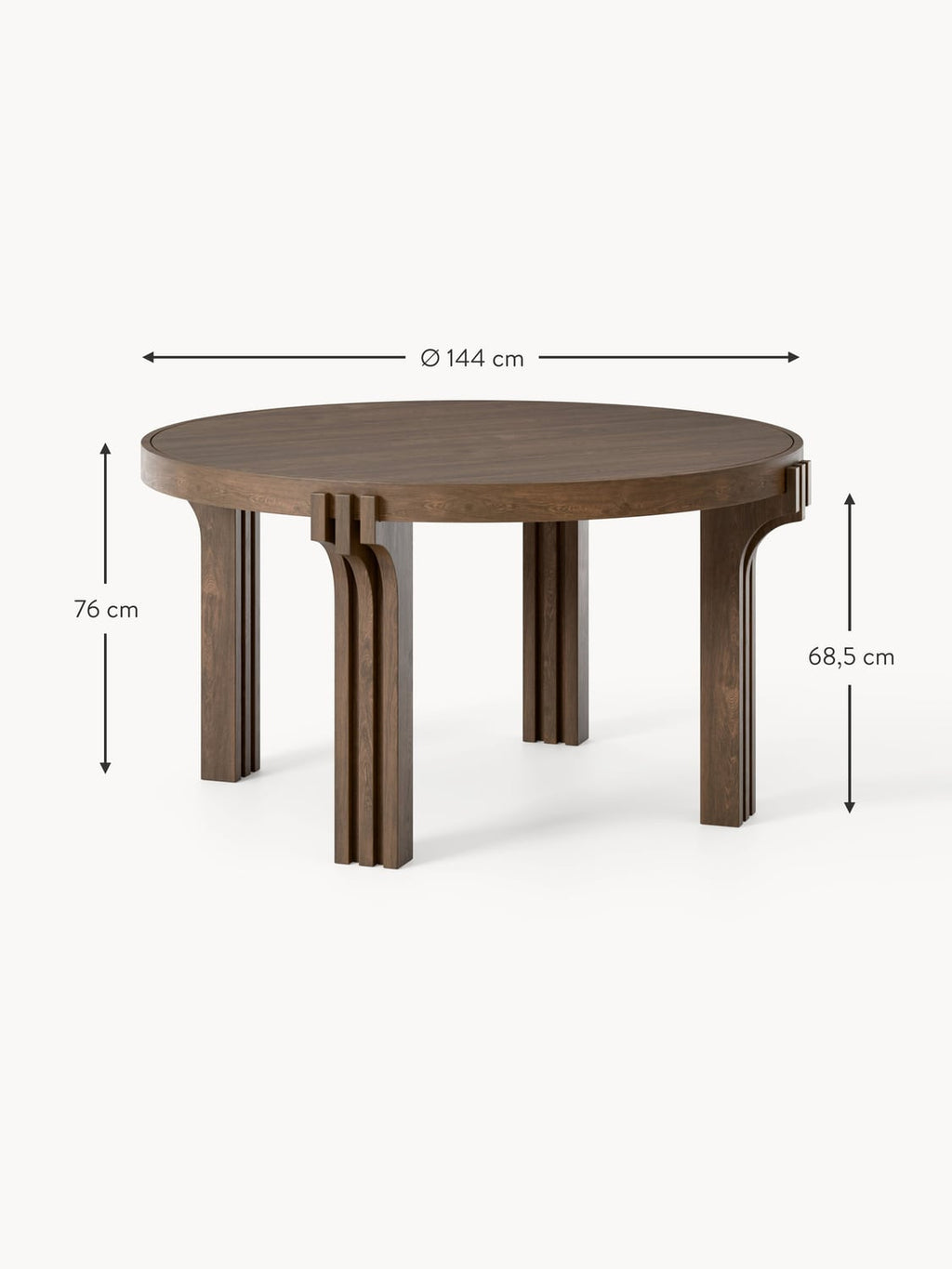 Palanzo Round Oak Wood Dining Table — available in several sizes