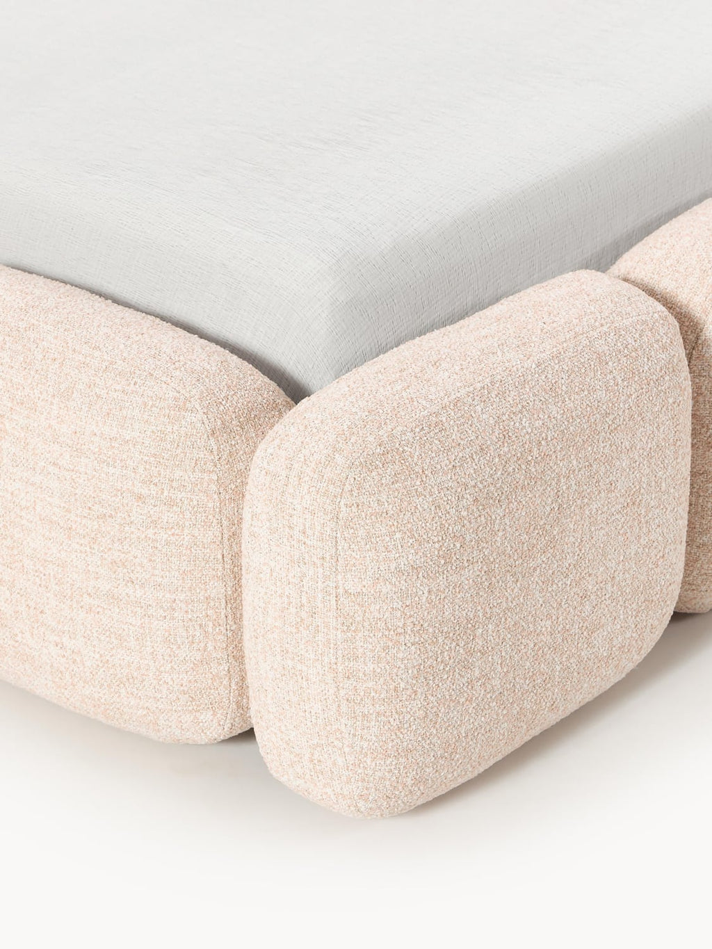 Valbrona Upholstered Bouclé Bed with Storage Space
