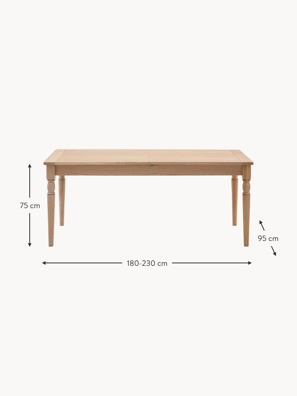 Gravedona Handmade Wooden Dining Table, 180 - 230 X 95 cm