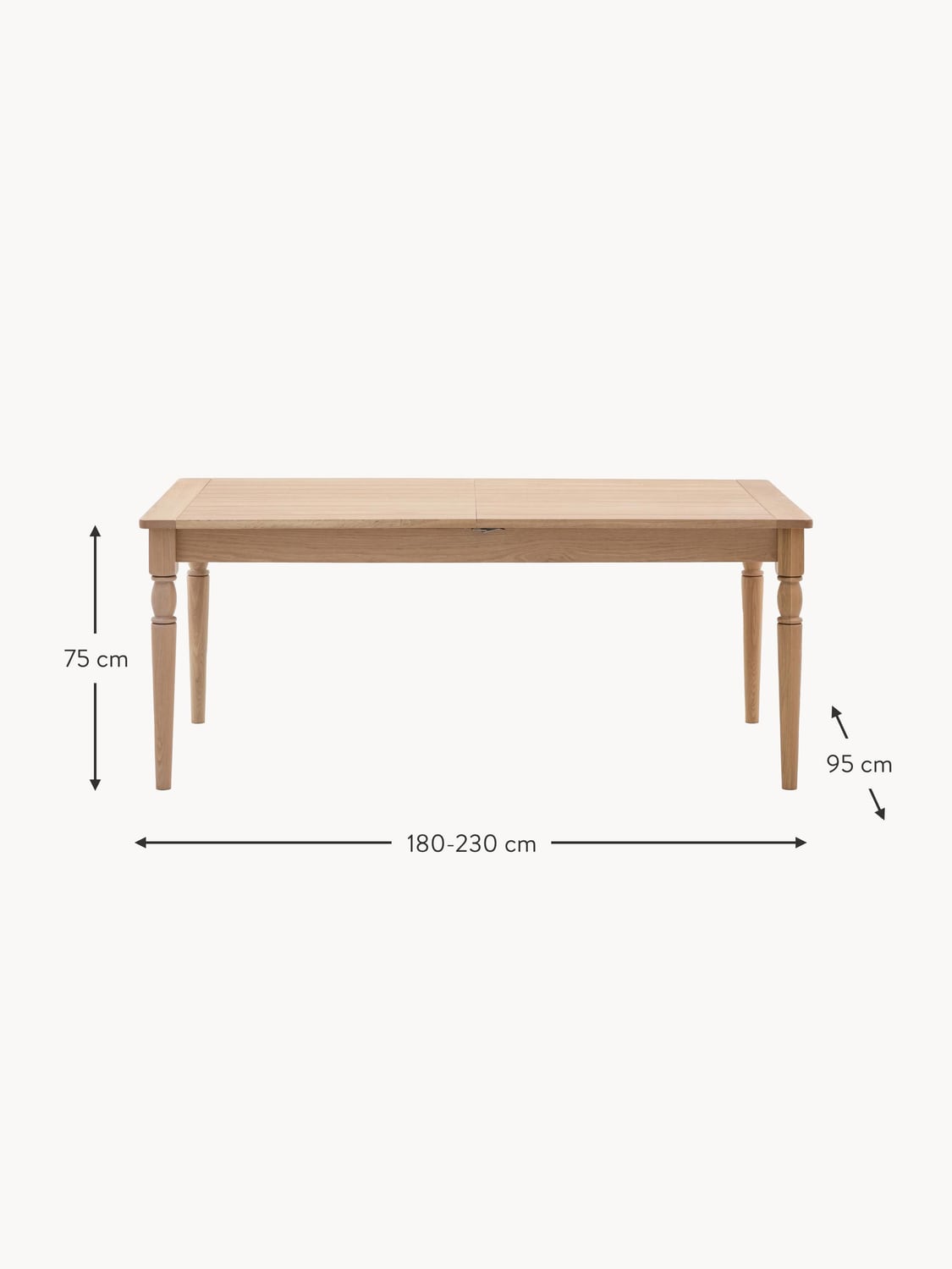Gravedona Handmade Wooden Dining Table, 180 - 230 X 95 cm
