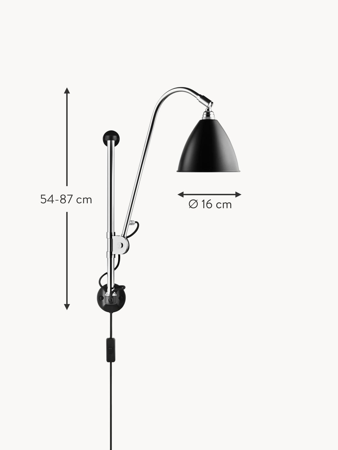 Delebio BL5 Height-Adjustable Plug-in Wall Lamp