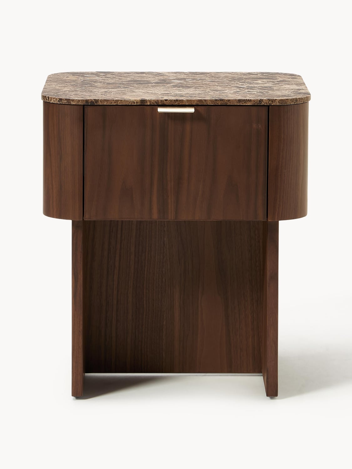 Cagno Wooden Bedside Table with Marble Top