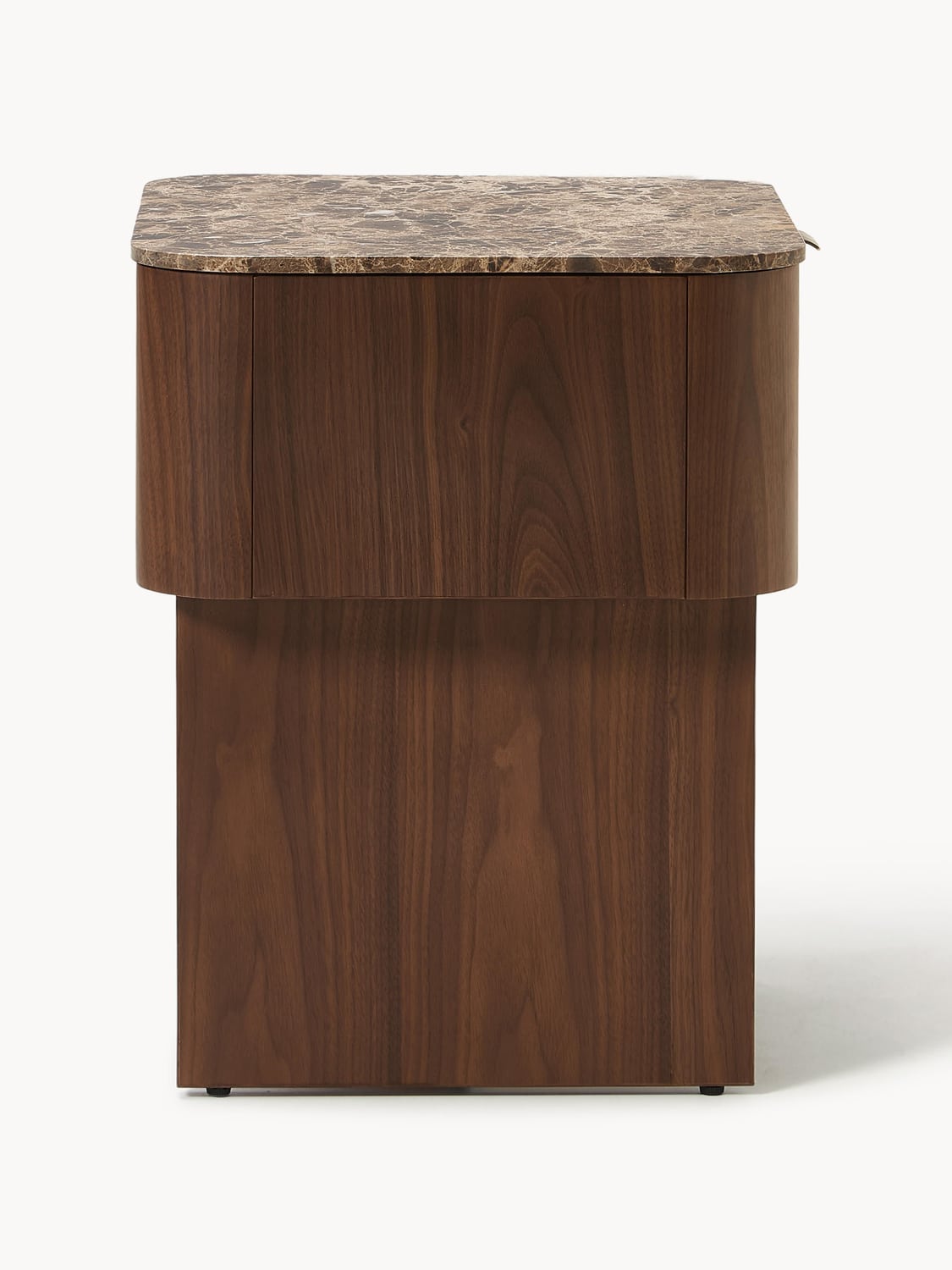 Cagno Wooden Bedside Table with Marble Top