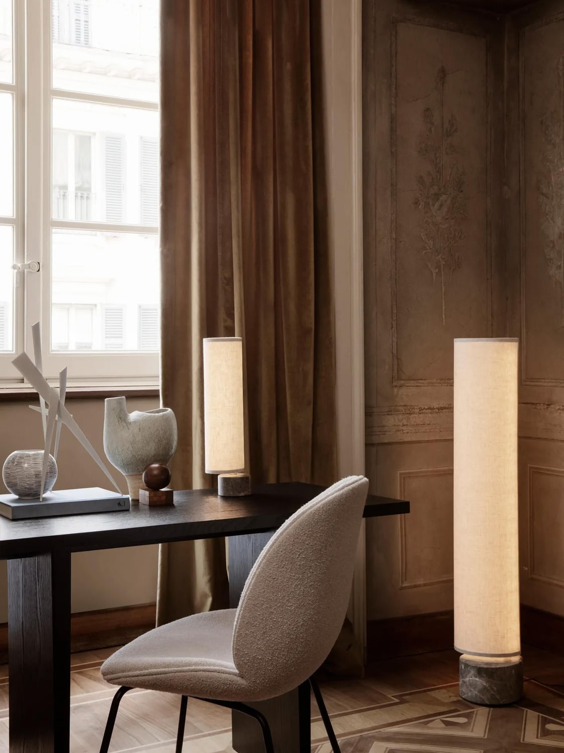 Domaso Dimmable LED Floor Lamp with Marble Base, Various Sizes