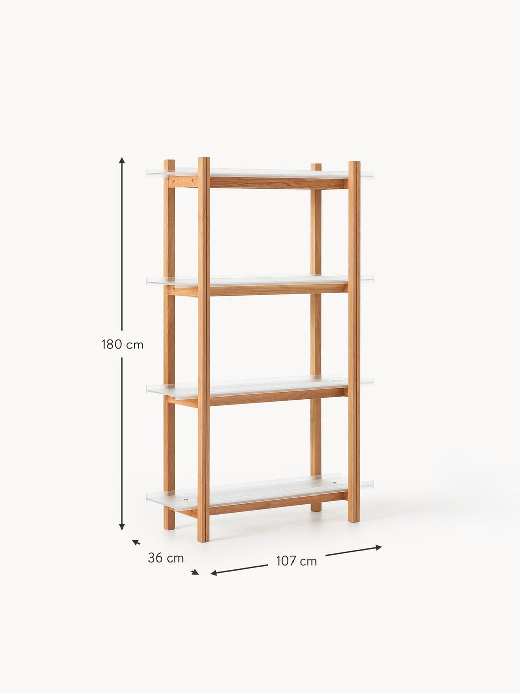 Bellagio Large Oak Shelving Unit with Glass Shelves