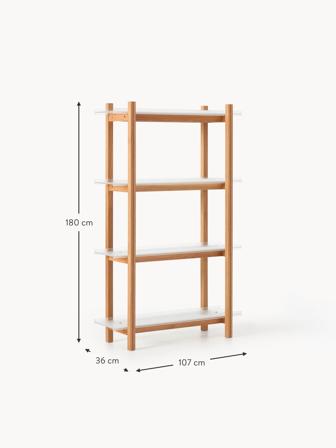 Bellagio Large Oak Shelving Unit with Glass Shelves