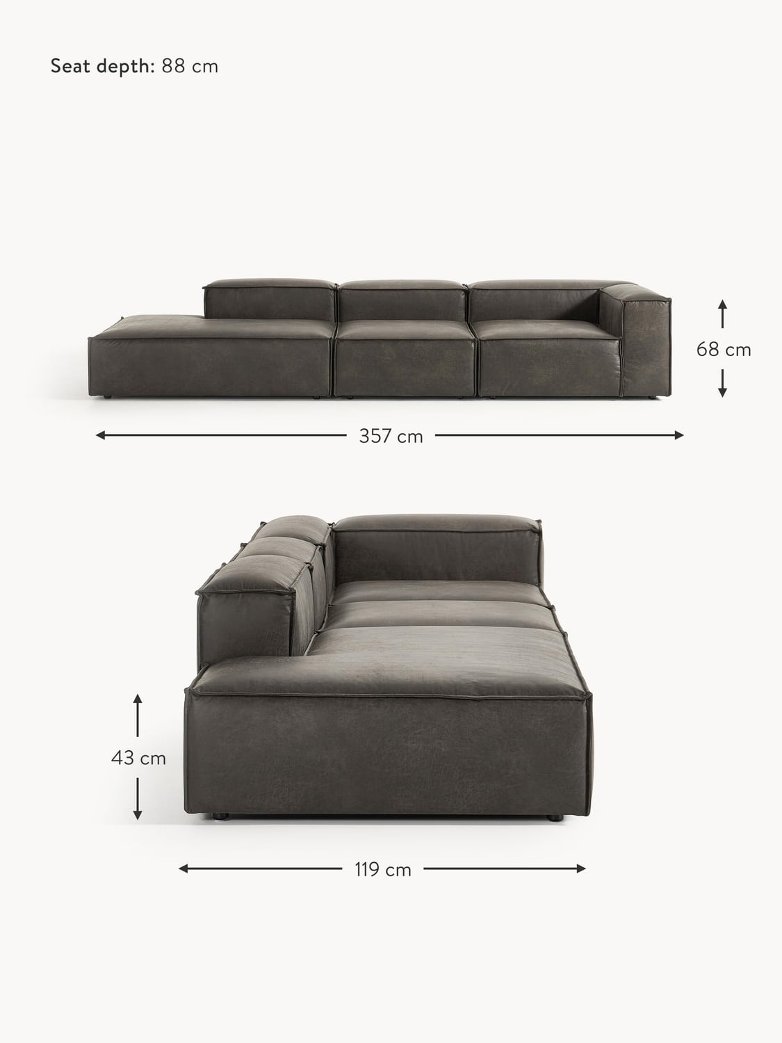 Tavordo XL Modular Leather Ottoman