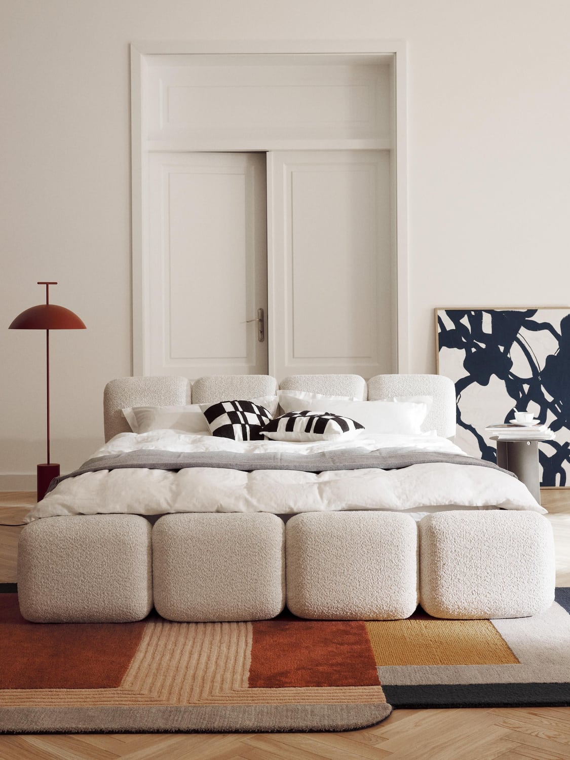 Valbrona Upholstered Teddy Bouclé Bed with Storage
