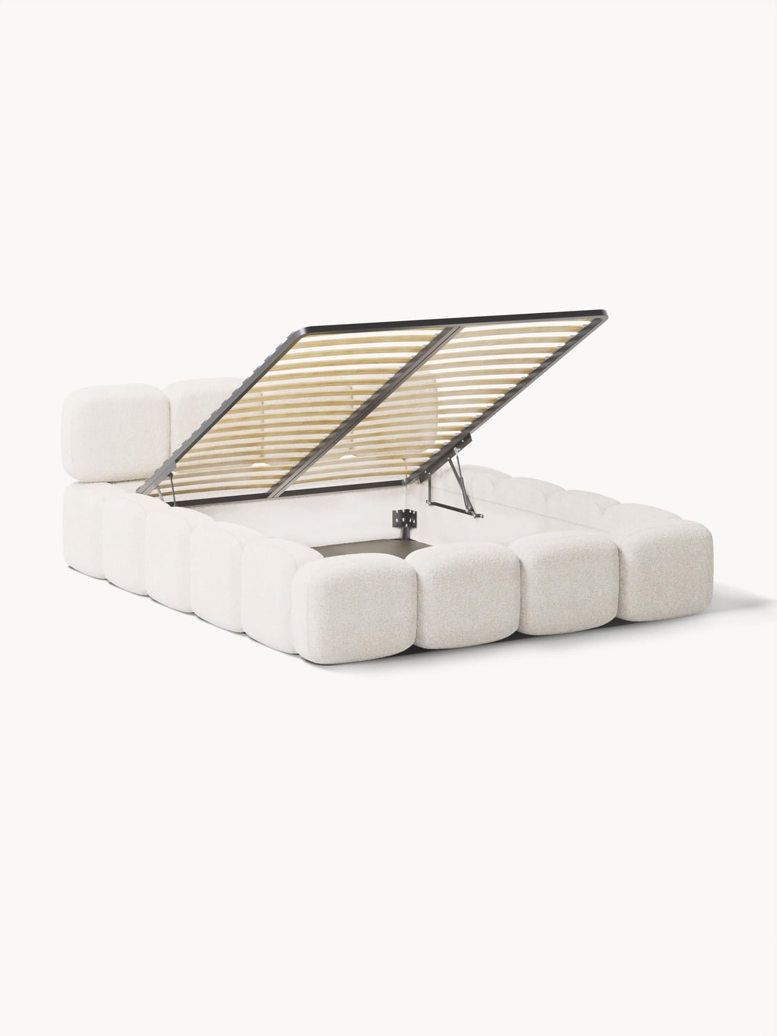 Valbrona Upholstered Teddy Bouclé Bed with Storage
