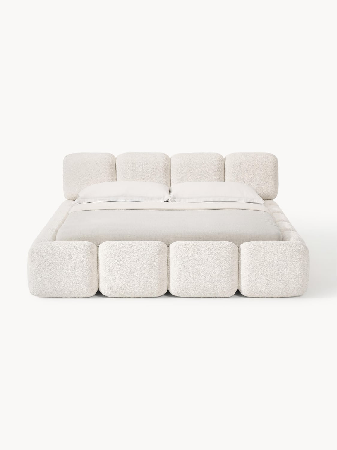 Valbrona Upholstered Teddy Bouclé Bed with Storage