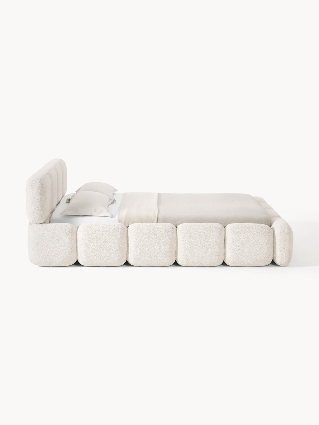 Valbrona Upholstered Teddy Bouclé Bed with Storage