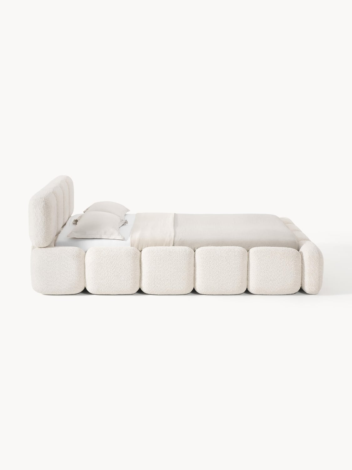 Valbrona Upholstered Teddy Bouclé Bed with Storage